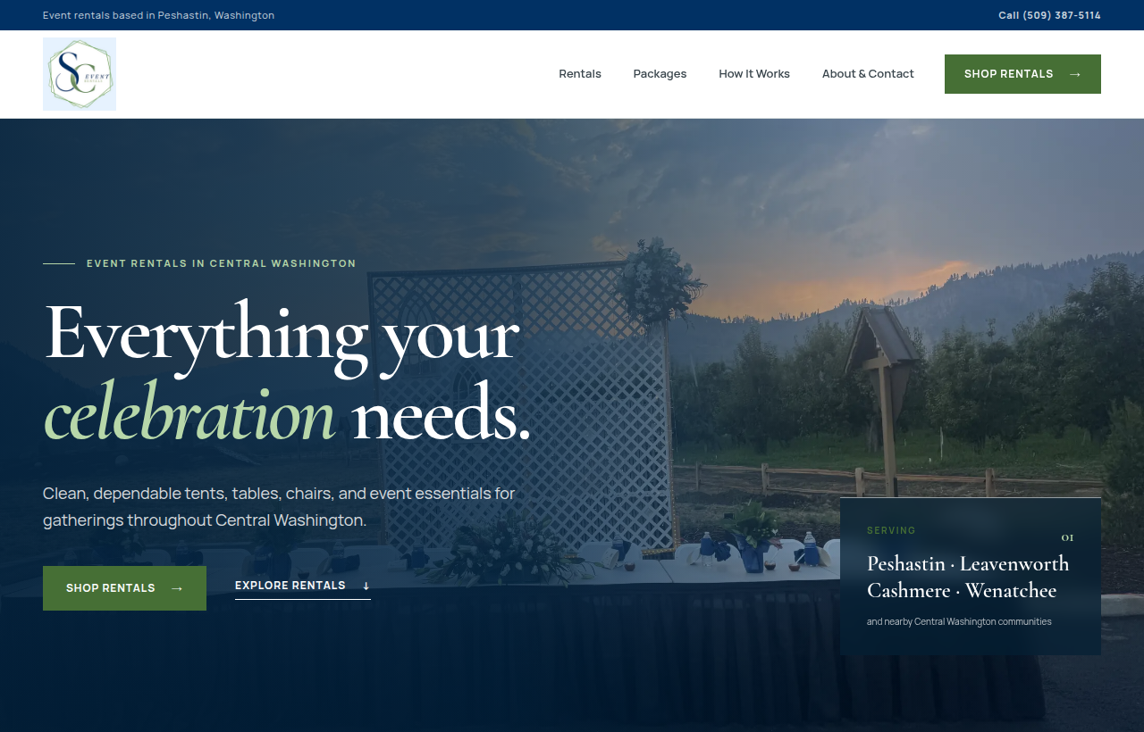 SC Event Rentals website